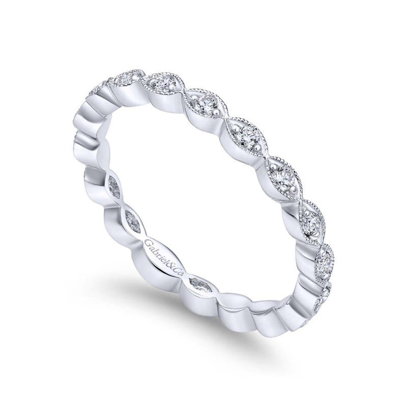 Gabriel & Co 14k White Gold Marquise Shape Stackable Diamond Ring- LR4794W45JJ