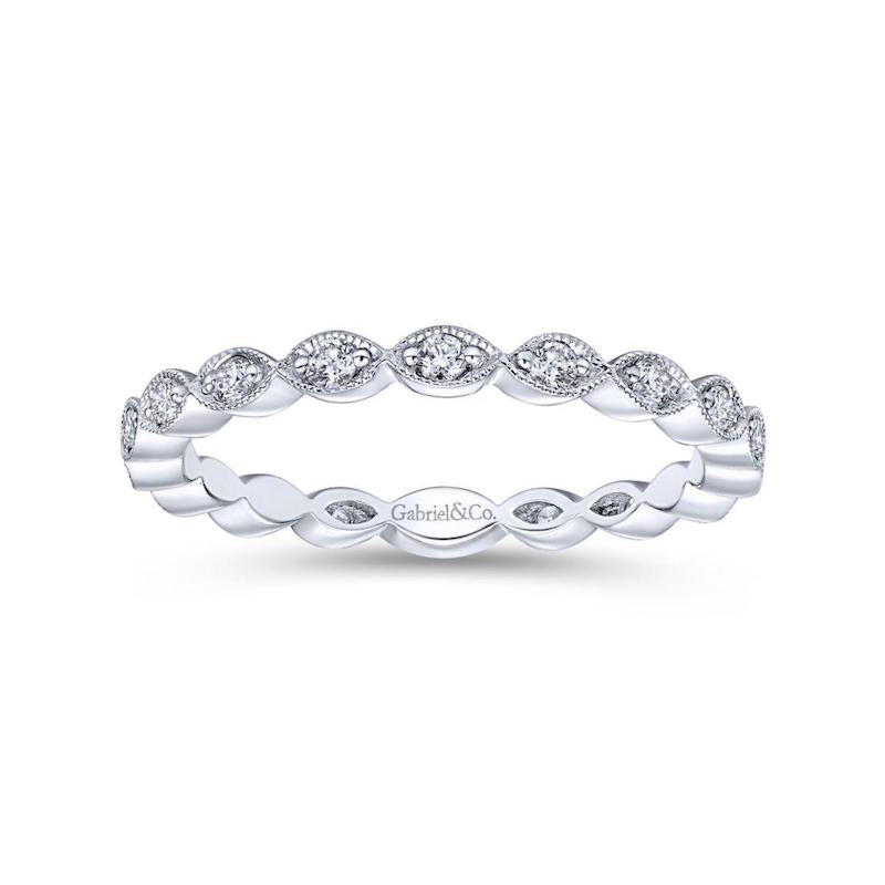 Gabriel & Co 14k White Gold Marquise Shape Stackable Diamond Ring- LR4794W45JJ