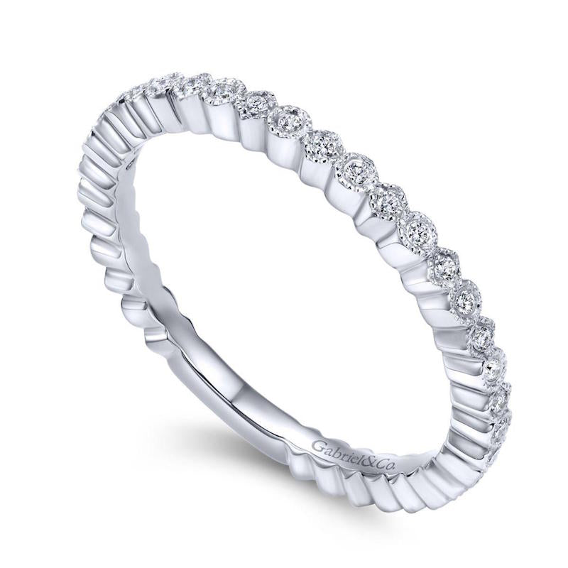 Gabriel & Co 14k White Gold Mini Alternating Shape Stackable Diamond Ring- LR4801W45JJ