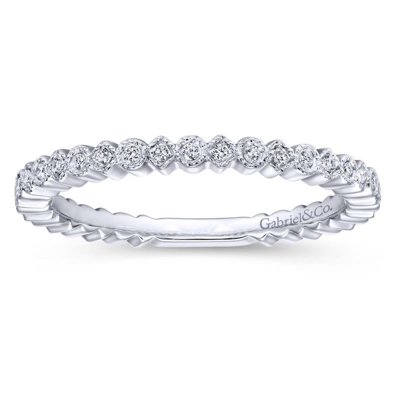 Gabriel & Co 14k White Gold Mini Alternating Shape Stackable Diamond Ring- LR4801W45JJ