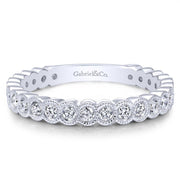 Gabriel & Co 14k White Gold Round Bezel Stackable Diamond Band