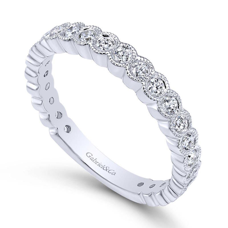 Gabriel & Co 14k White Gold Round Bezel Stackable Diamond Band- LR5139W45JJ