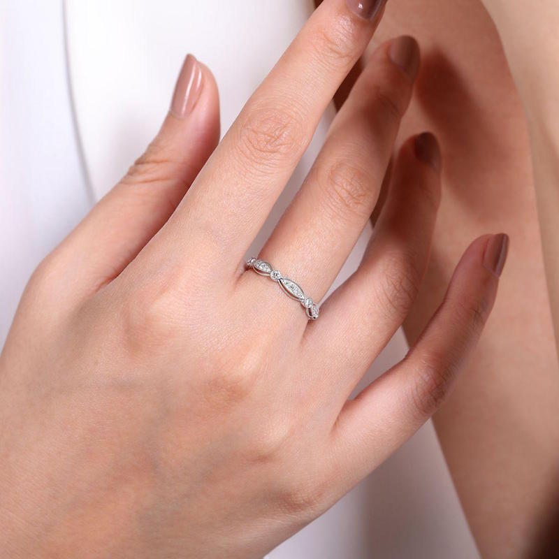 Gabriel & Co 14k White Gold Stackable Diamond Ring- LR6319W45JJ