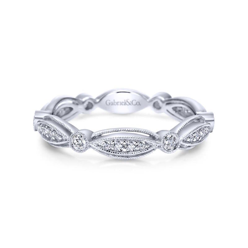 Gabriel & Co 14k White Gold Stackable Diamond Ring- LR6319W45JJ