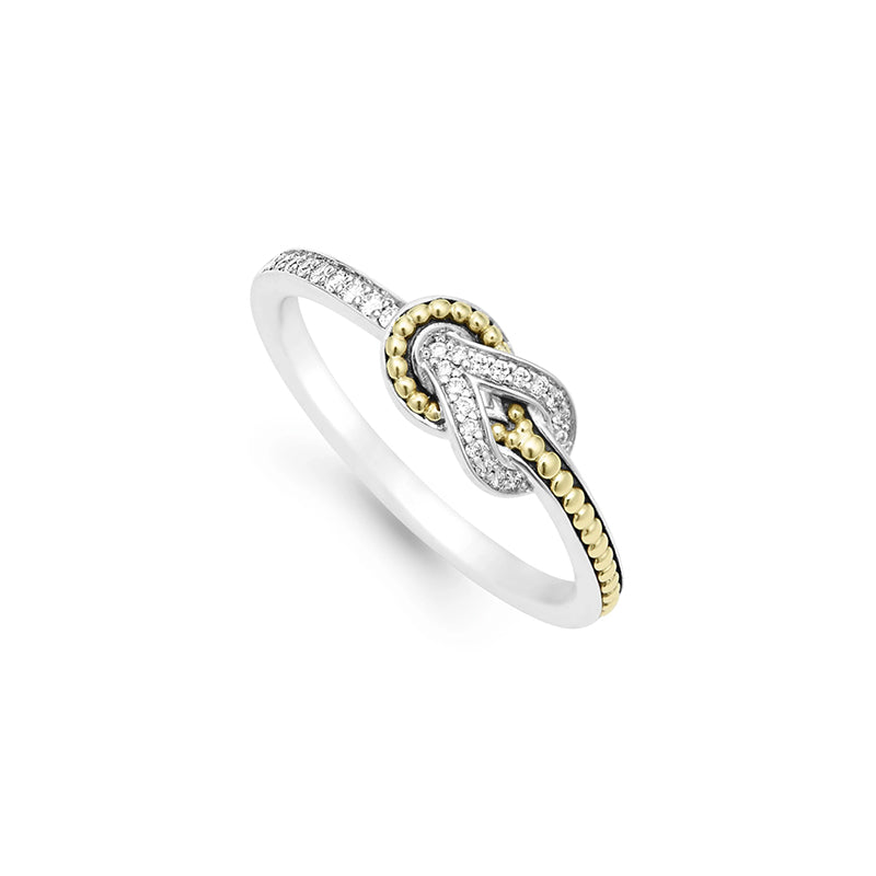 Lagos Newport Petite Two Tone Knot Diamond Ring- 02-80739-DD6
