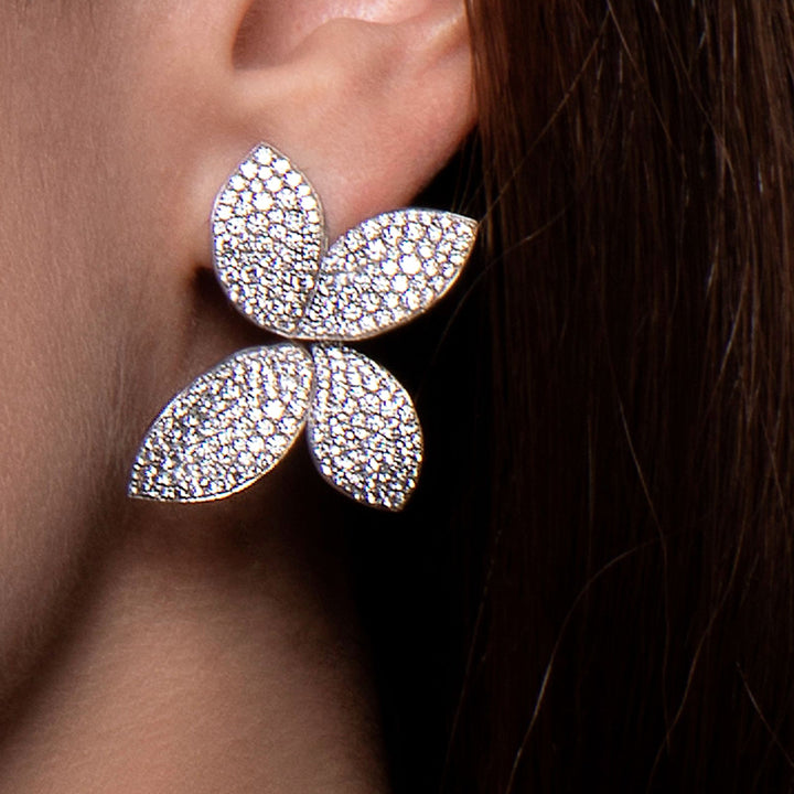 Pasquale Bruni 18K White Gold Giardini Segreti Diamond Medium Flower Earrings - 15215B