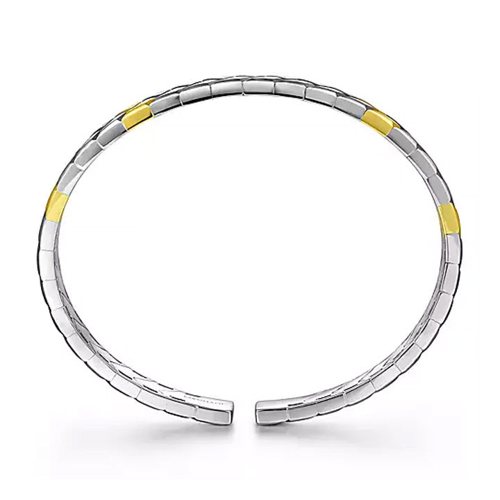 Gabriel & Co Men's  Sterling Silver and 14K Yellow Gold Open Herringbone Bracelet - BGM4512-72MZJJJ