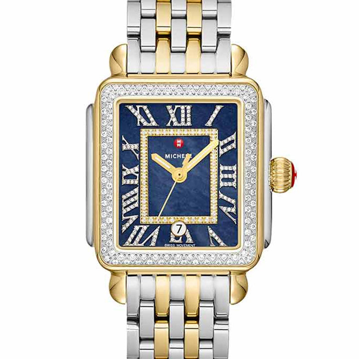 Michele Deco Madison Two-Tone 18k Gold-Plated Diamond & Blue Mother of Pearl Watch - MWW06T000239