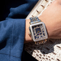 Michele Deco Madison Two-Tone 18k Gold-Plated Diamond & Blue 