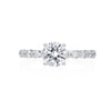 This Moyer Collection engagement ring was designed for a wearer with unique tastes! The small round brilliant diamonds, which add up to 0.65ctw diamonds, scattered down the shank give this ring a geometric twist. A round brilliant center diamond sits atop of this ring. Center stone not included in price. 