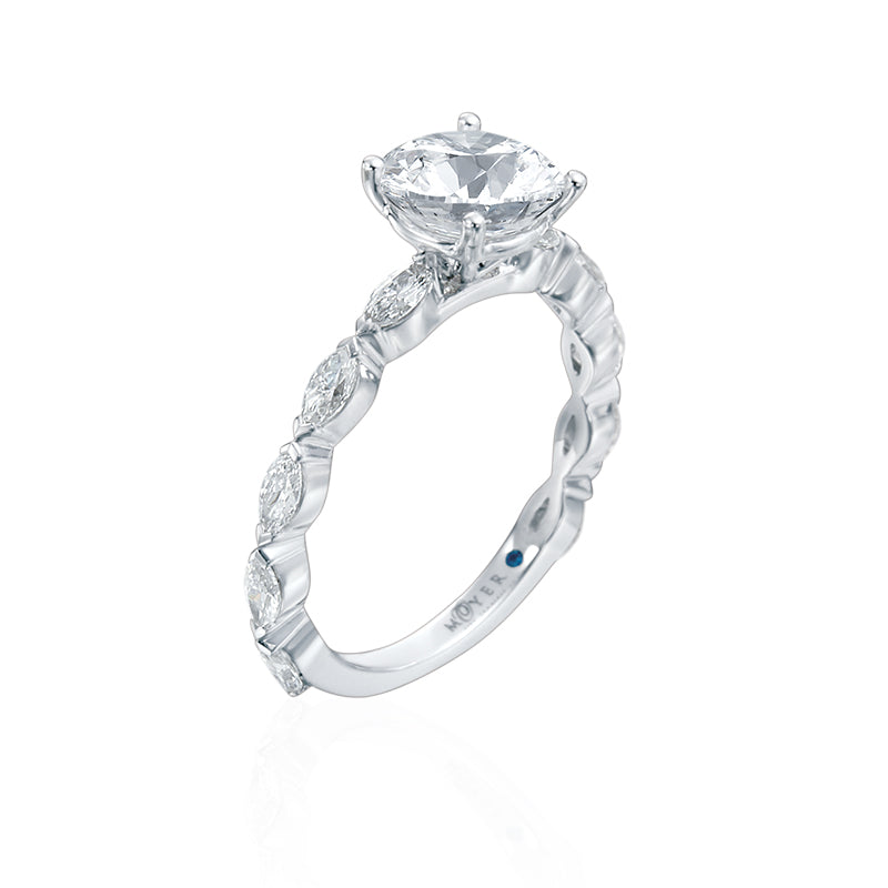 Moyer Collection 18K White Gold 0.64ctw Marquise Shaped Diamond Engagement Ring