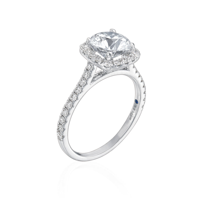 Moyer Collection 18K White Gold 0.61ctw Diamond Cushion Shaped Engagement Ring