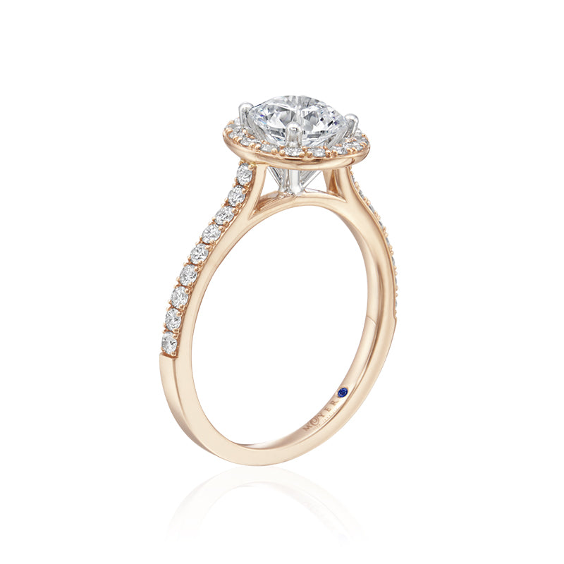 Moyer Collection 18K Rose Gold Round Diamond Halo Engagement Ring
