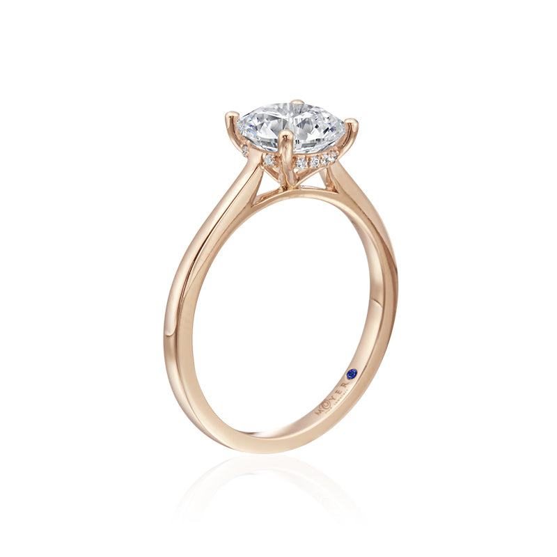 Moyer Collection 18K Rose Gold 0.03ct Round Brilliant Diamond Solitaire Engagement Ring