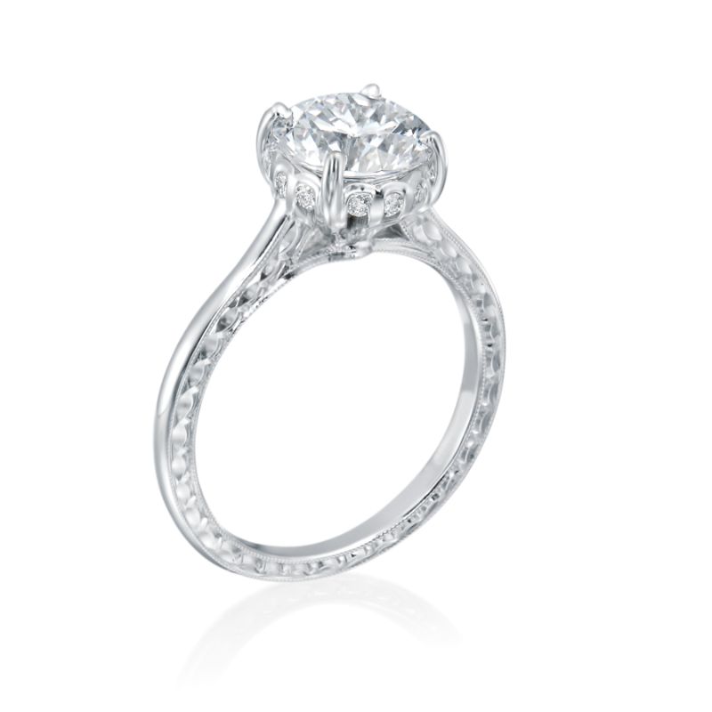 Jack Kelege 18K White Gold 0.12ctw Diamond Engagement Ring Semi-Mounting- KGR1195