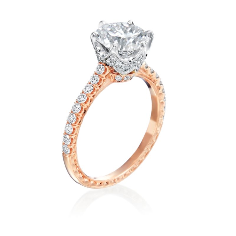 Moyer Collection 14K Rose/ 18K White Gold 6-Prong Diamond Engagement Ring Semi-Mounting- KGR1172-P