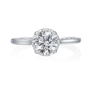 Jack Kelege makes the most beautiful halo engagement rings that have gorgeous hidden details for the wearer to enjoy. From the side profile, the wearer gets an even better glimpse of the hidden diamond bezel halo . On the shank of the mounting are beautiful etched carvings and intricate milgrain detail.  Center diamond is not included in the price shown. 