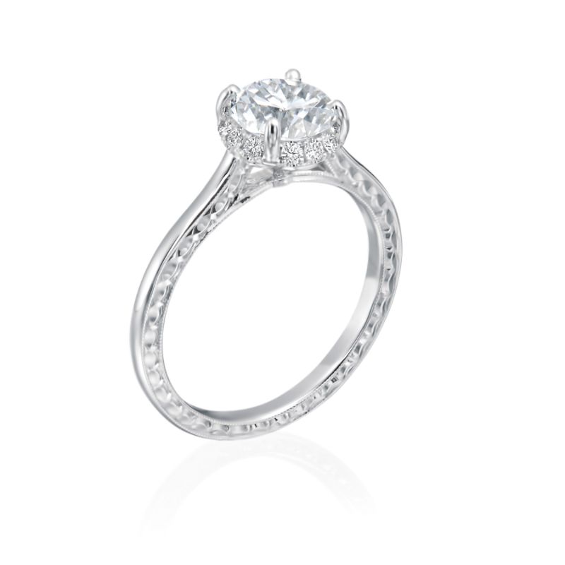 Jack Kelege 18K White Gold 0.16ctw Diamond Halo Engagement Ring Semi-Mounting- KGR1160