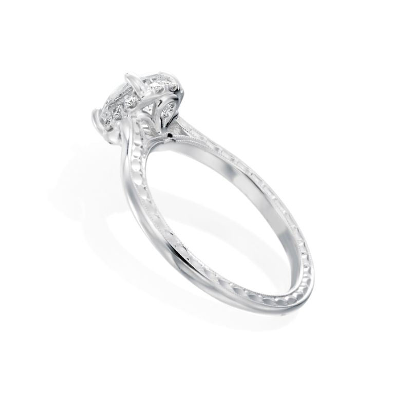 Jack Kelege 18K White Gold 0.16ctw Diamond Halo Engagement Ring Semi-Mounting- KGR1160