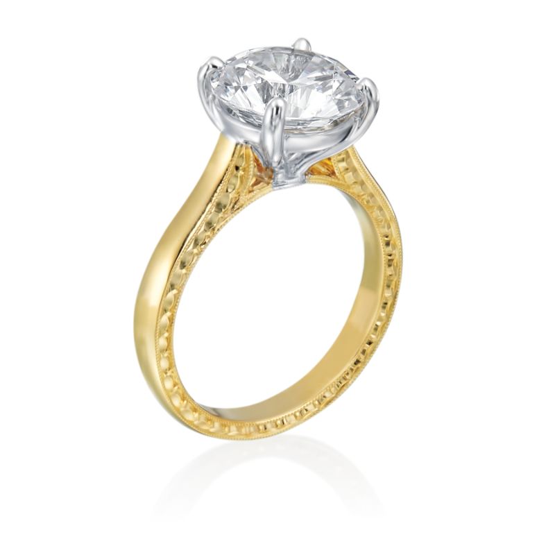 Jack Kelege 18K Two-Tone Diamond Solitaire Engagement Ring Semi-Mounting- KGR1226-Y