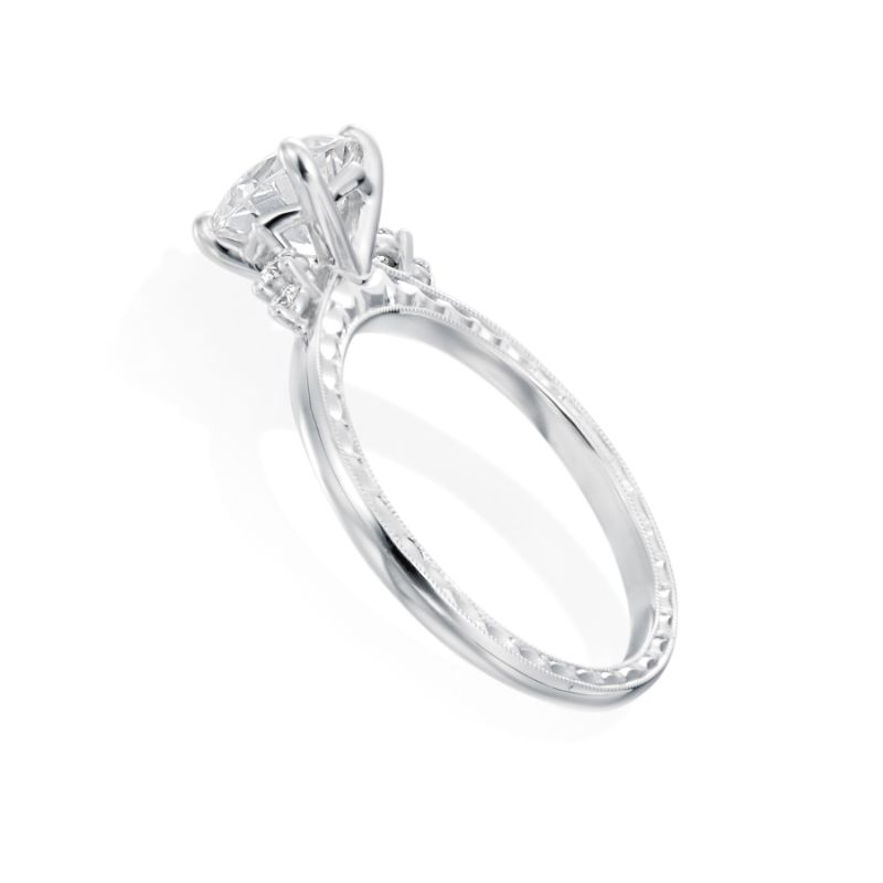 Moyer Collection 18K White Gold Diamond Three-Stone Engagement Ring Semi-Mounting- KGR1228