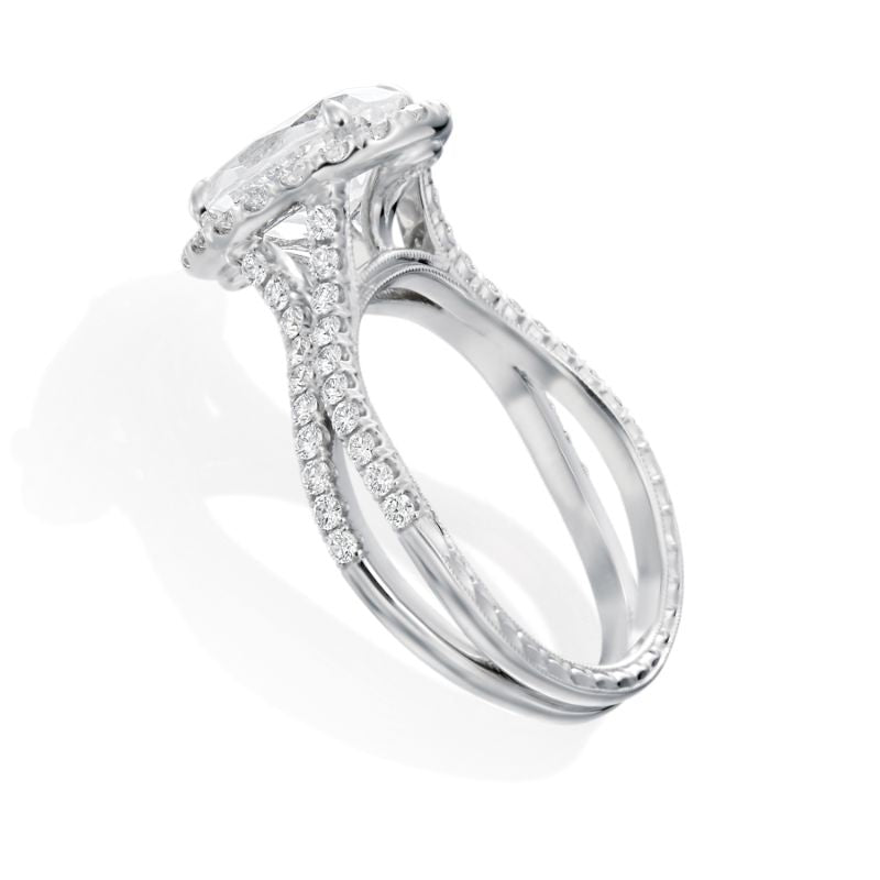 Moyer Collection 18K White Gold 0.72ctw Diamond Halo Split Shank Engagement Ring Semi-Mounting-  KGR1216
