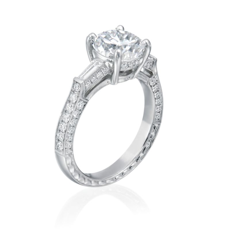 Moyer CollectionPlatinum 0.40ctw Diamond Three-Stone Engagement Ring Semi-Mounting- KPR787