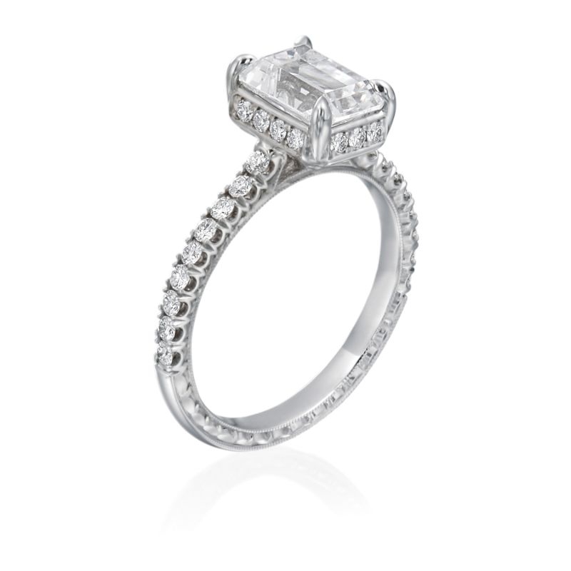 Moyer Collection 18K White Gold 0.42ctw Diamond Emerald Cut Engagement Ring Semi-Mounting- KGR1082