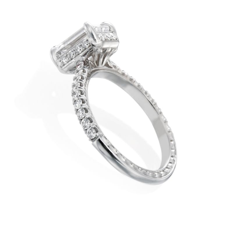 Moyer Collection 18K White Gold 0.42ctw Diamond Emerald Cut Engagement Ring Semi-Mounting- KGR1082