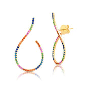 Looking for a fun earring with a pop of color? These earrings have 1.14 carat total weight rainbow sapphires set in 18k yellow gold. A fun fashion earring to spice up your casual wear! 