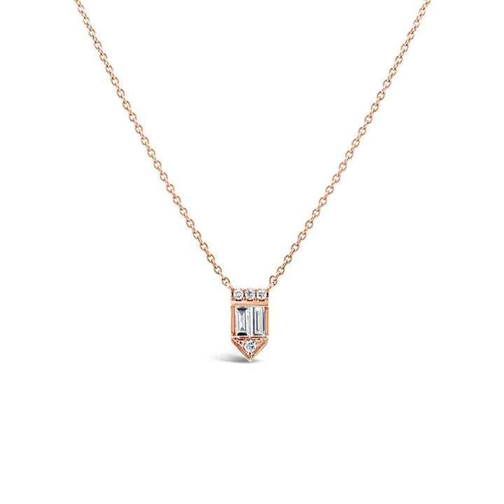 14K White Gold Diamond Baguette Necklace - SC22005096