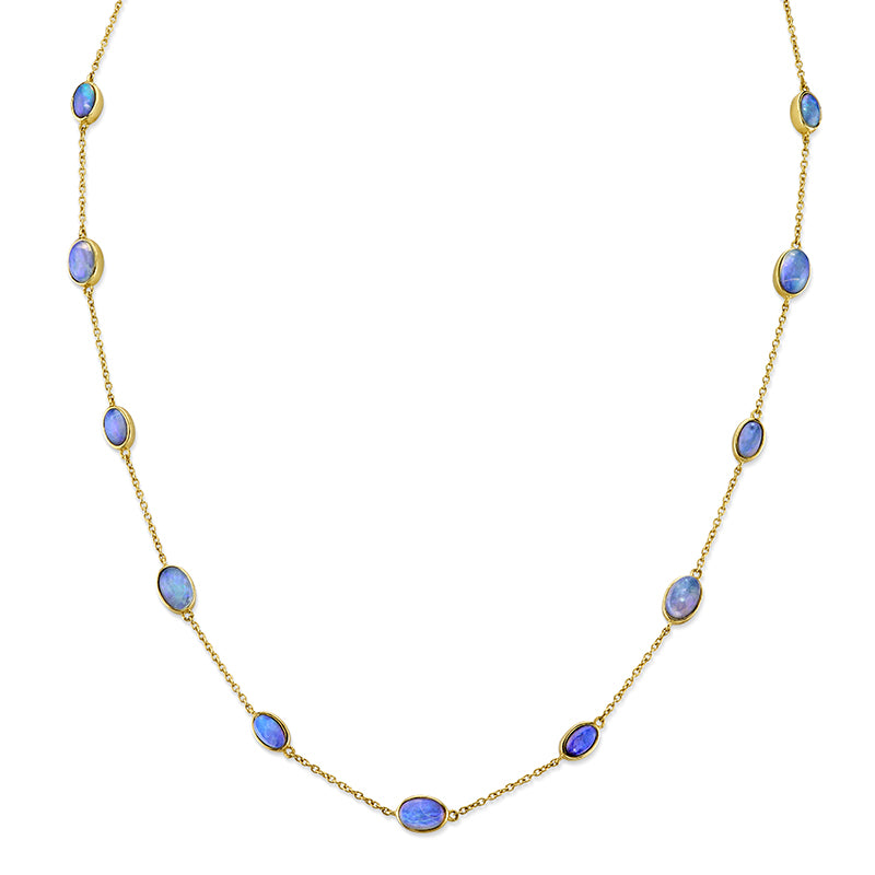 Sloane Street 18k Yellow Gold Multi Station Double Sided Opal Chain Necklace- SS-CH003T-CO-Y