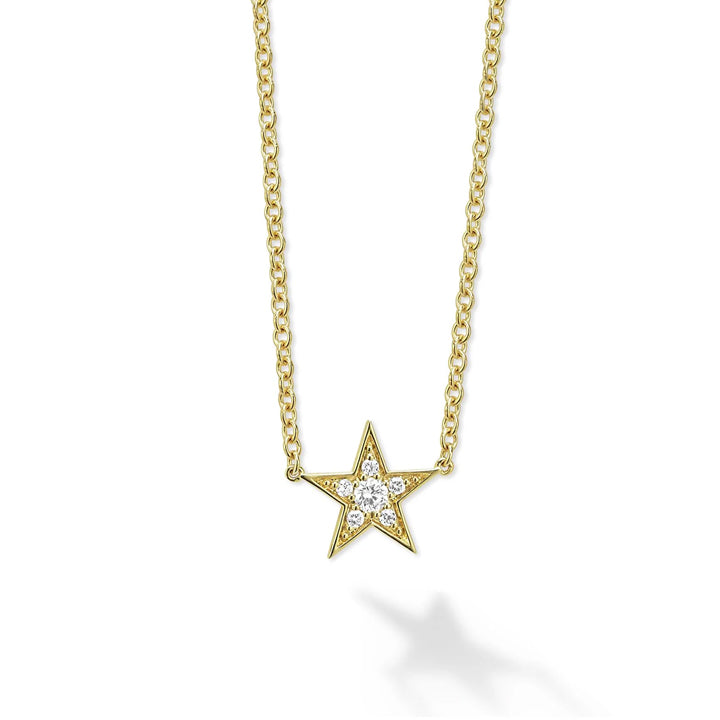 Lagos Signature Caviar 18K Gold and Diamond Star Chain Necklace - 04-10584-DDML