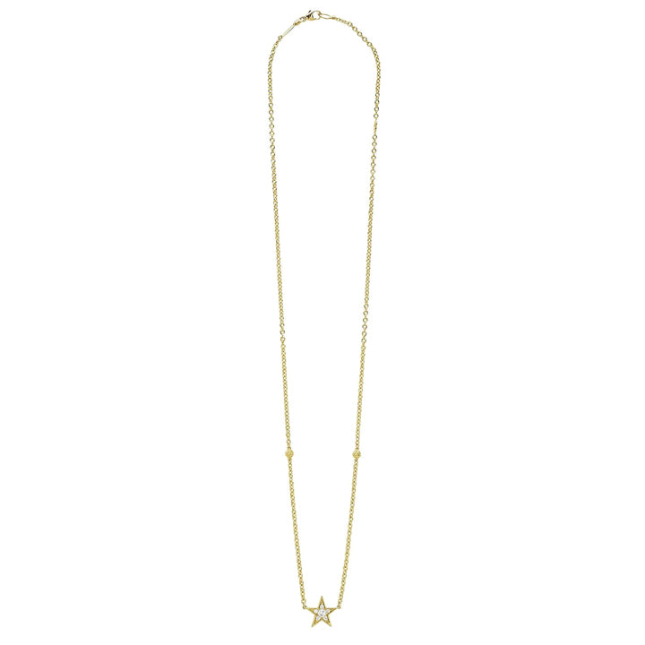 Lagos Signature Caviar 18K Gold and Diamond Star Chain Necklace - 04-10584-DDML