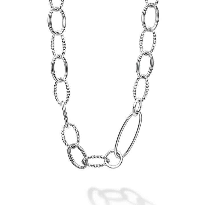 Lagos Signature Caviar Sterling Silver Link Necklace 20