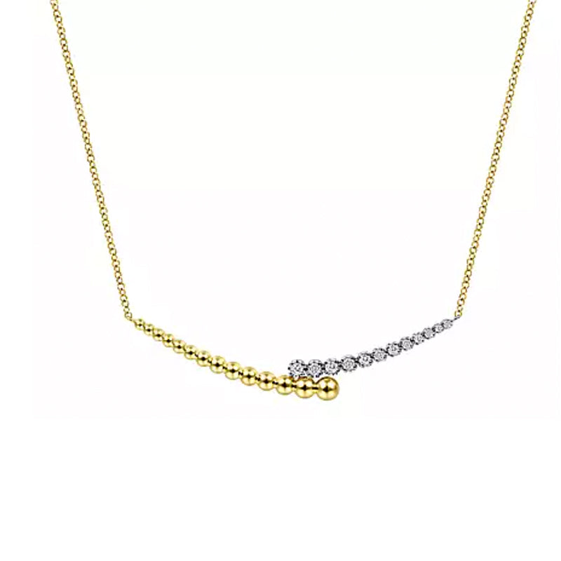 Gabriel & Co. 14k Yellow & White Gold Diamond Pave Bar Necklace- NK6362M45JJ
