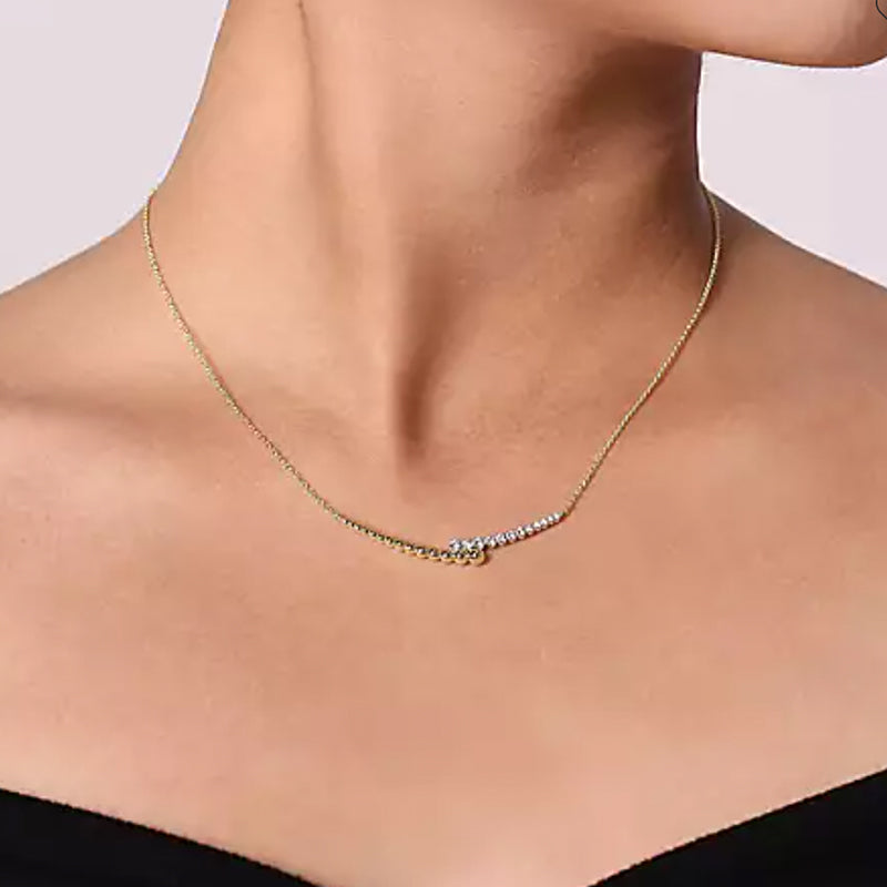 Gabriel & Co. 14k Yellow & White Gold Diamond Pave Bar Necklace- NK6362M45JJ