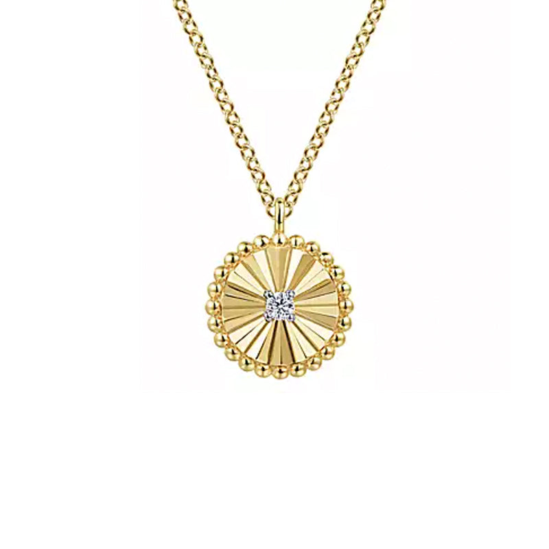 Gabriel & Co. 14k Yellow & White Gold Diamond Bujukan Fluted Necklace- NK6862Y45JJ