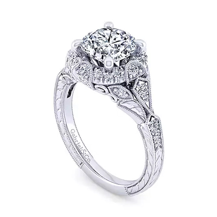 Gabriel & Co 14k Gold Vintage Inspired Diamond Engagement Ring - ER12579R8W44JJ