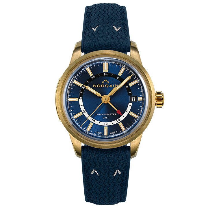 Norqain Freedom 60 GMT Bronze Midnight Blue Dial Limited Edition on Blue Strap - NNZ2100ZG/A215