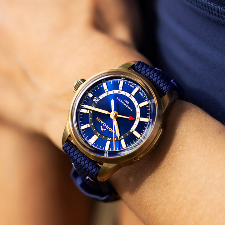 Norqain Freedom 60 GMT Bronze Midnight Blue Dial Limited Edition on Blue Strap - NNZ2100ZG/A215