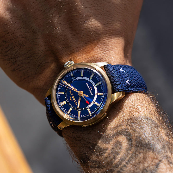 Norqain Freedom 60 GMT Bronze Midnight Blue Dial Limited Edition on Blue Strap - NNZ2100ZG/A215