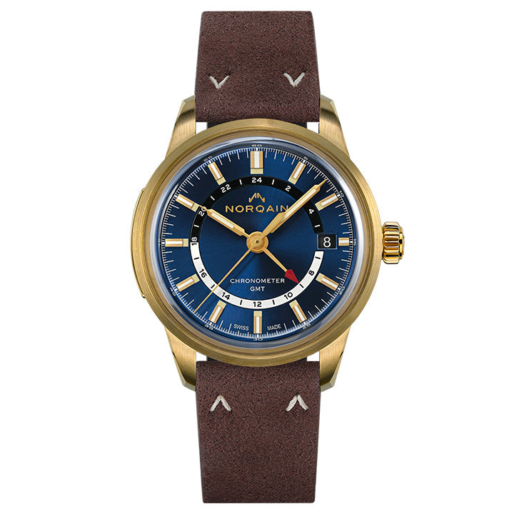 Norqain Freedom 60 GMT Bronze Midnight Blue Dial Limited Edition on Blue Strap - NNZ2100ZG/A215