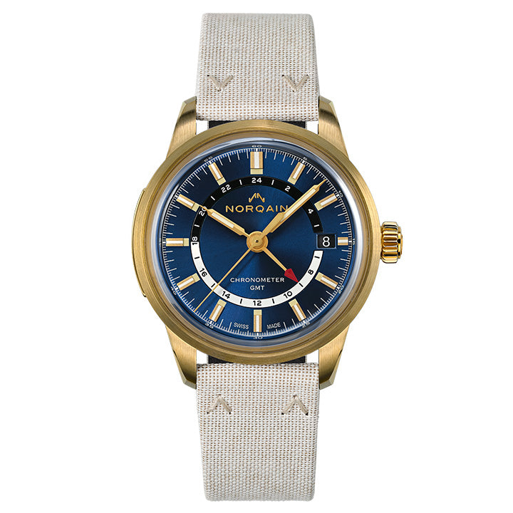 Norqain Freedom 60 GMT Bronze Midnight Blue Dial Limited Edition on Blue Strap - NNZ2100ZG/A215