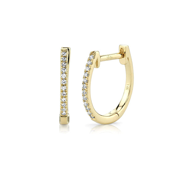 14K Yellow Gold Diamond Huggie Earrings - SC55001598