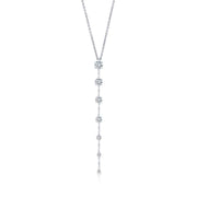 This incredible diamond necklace features 1.52ctw of Round Brilliant Diamonds in a fashionable bar pendant setting. Each of the round brilliant diamonds are F-G in color, VS-SI in clarity. 