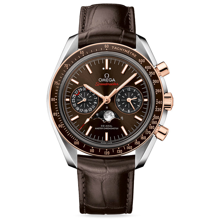 Omega Moonphase Co-Axial Master Chronometer Steel & Sedna Gold on Leather Strap - 304.23.44.52.13.001
