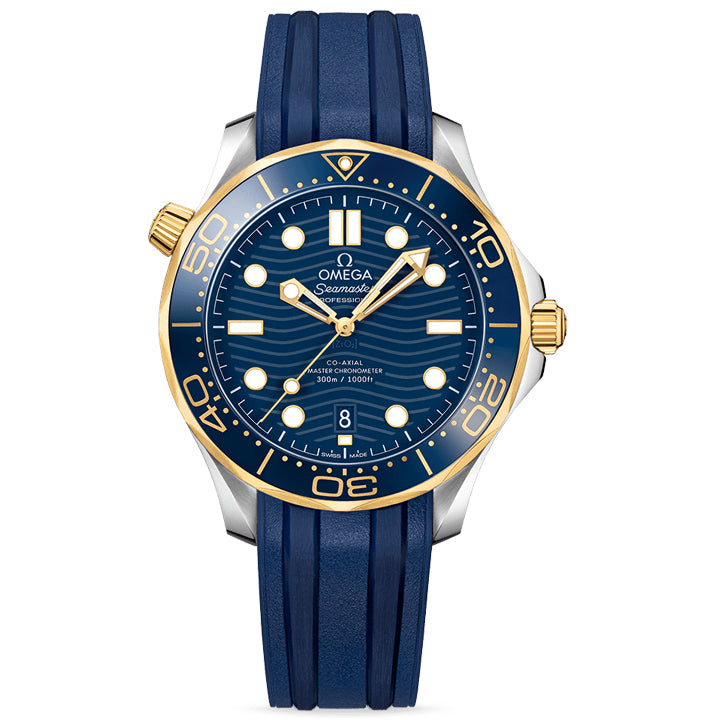Omega Seamaster Diver 300m Steel & Yellow Gold on Rubber Strap - 210.22.42.20.03.001