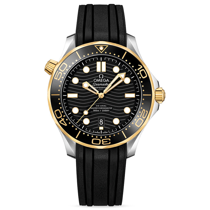 Omega Seamaster Diver 300m Steel & Yellow Gold on Rubber Strap - 210.22.42.20.01.001