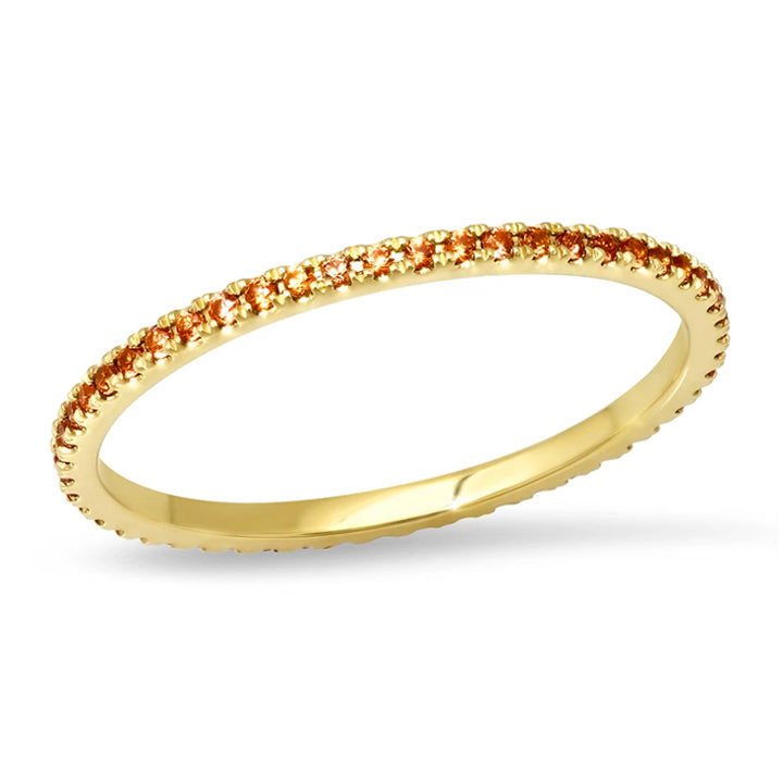 Eriness 14K Yellow Gold Orange Sapphire Eternity Band